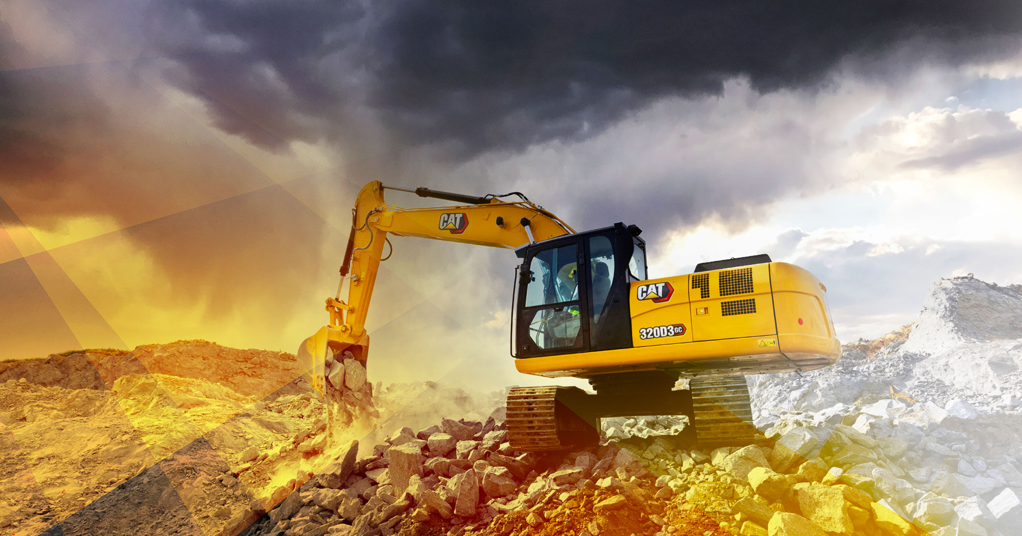 bulldozer digging broken rocks