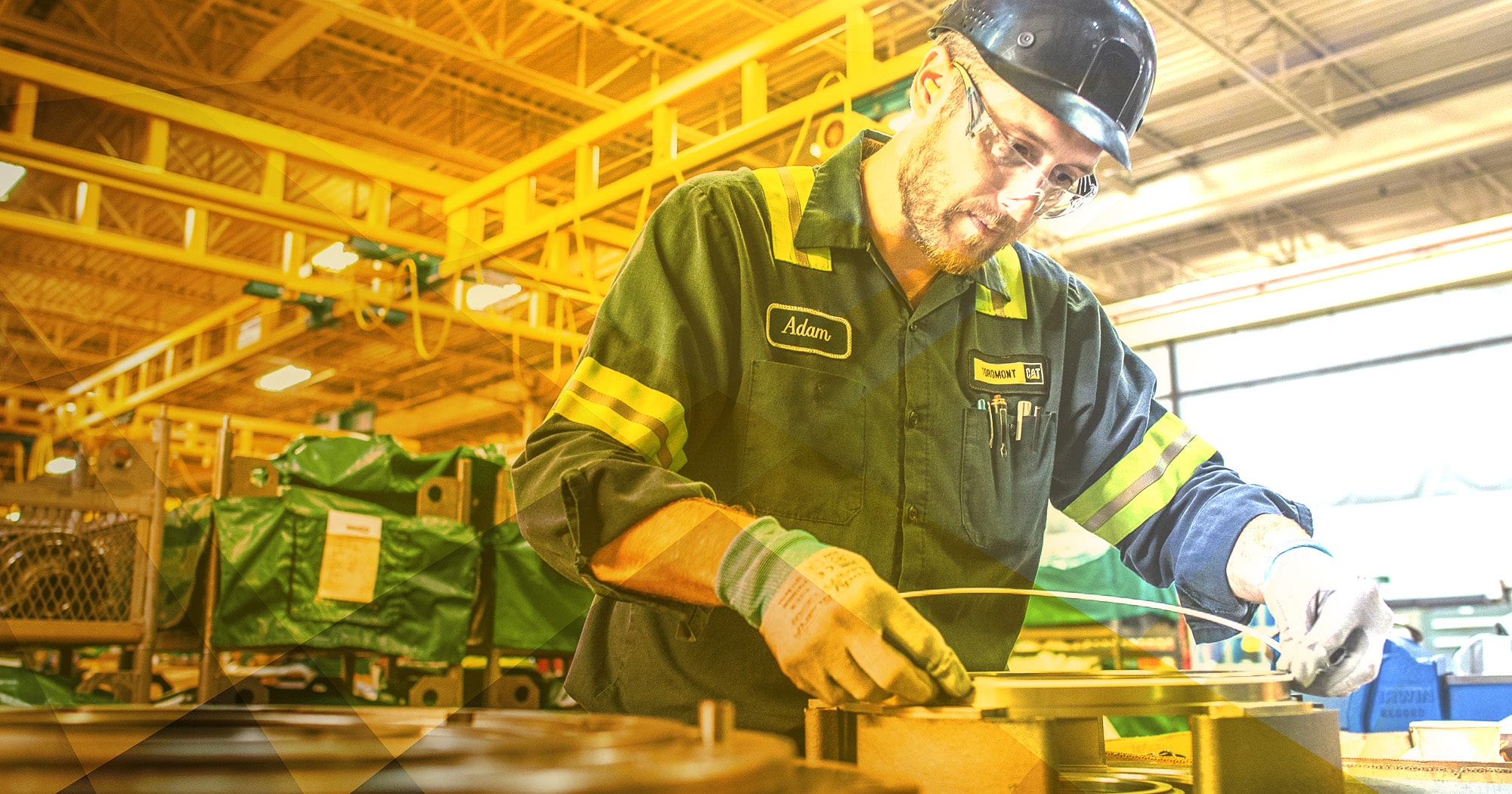 Construction worker working in a warehouse